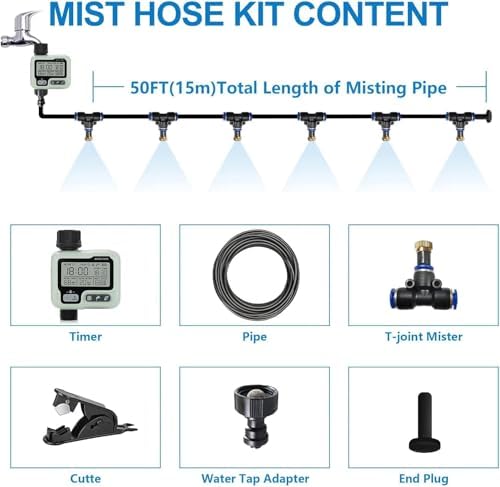 Misters for Outside Patio, Outdoor Water Misting Cooling System,50FT|15M.