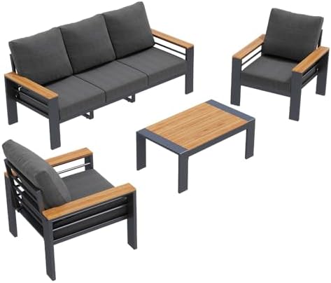 Aoxun Patio Furniture Set, Aluminum Outdoor Furniture with Oversized Seats