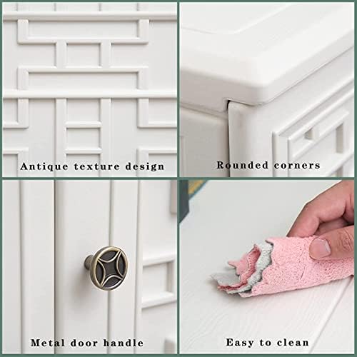 Mrosaa Indoor Outdoor Storage Cabinet Waterproof with Shelf, Off White Plasti...