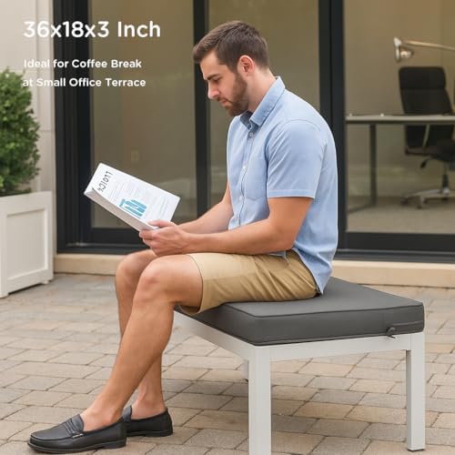 Codi Outdoor Bench Cushion for Patio Furniture, 36x18, Grey