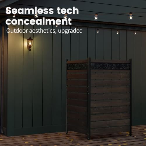 Wood Privacy Screen, No Dig Outdoor Fence,Dark Brown
