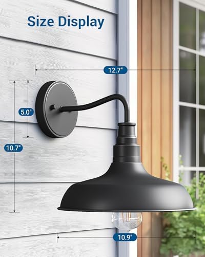DEWENWILS 2 Pack Gooseneck Barn Outdoor Wall Light, Farmhouse Porch Light