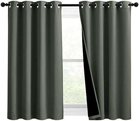 NICETOWN 100% Blackout Curtains 54 inches Long, Double-Deck Completely Blacko...