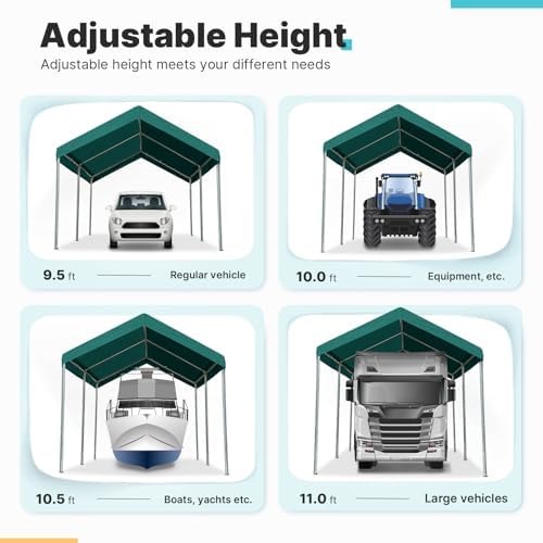 ADVANCE OUTDOOR Adjustable 10x15 ft Heavy Duty Carport Car Canopy Garage Boat...