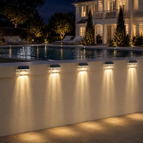 Qualdout Solar Outdoor Lights, 8 Pack Solar Fence Deck Lights, Waterproof Out...