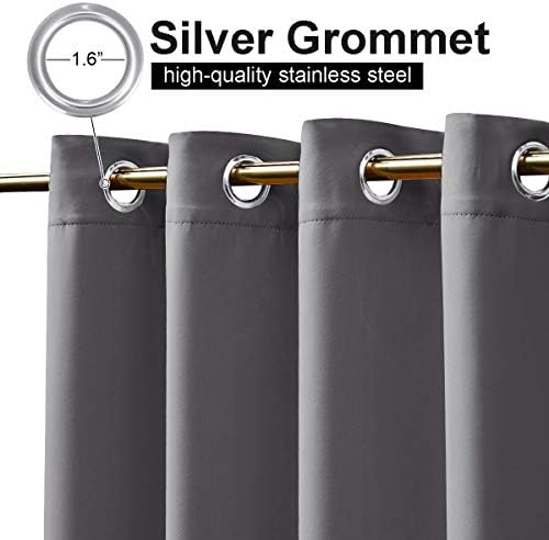 NICETOWN 2 Panels Grey Blackout Outdoor Curtains for Patio Waterproof 84"...