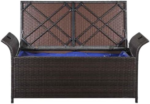 vidaXL Storage Bench with Cushion 54.3" Poly Rattan Brown