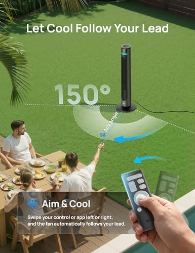 DREO Smart Tower Fan for Indoor & Outdoor Use, 33 ft/s High Velocity, 20 dB