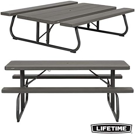 Lifetime 60112 6-Foot Picnic Table, Seats 8, Brown Plastic Top, All-Weather S...