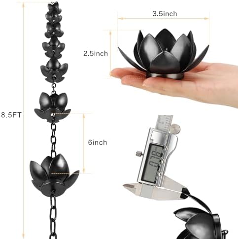 Oak Leaf Rain Chain with Adapter, 8.5ft