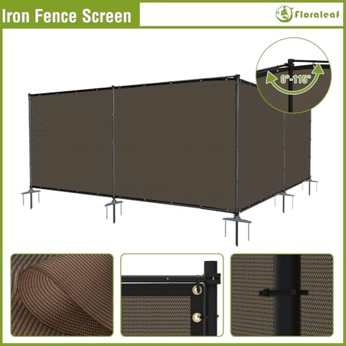 Outdoor 6' x 24' Privacy Fence with Iron Poles Rails Dog Fencing Pane...