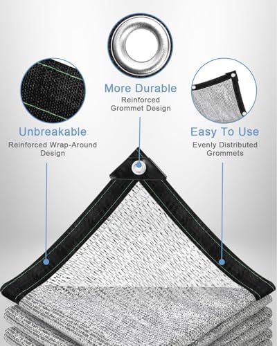 vensovo 40% Reflective Aluminet Shade Cloth with Grommets, 6 x 20 ft