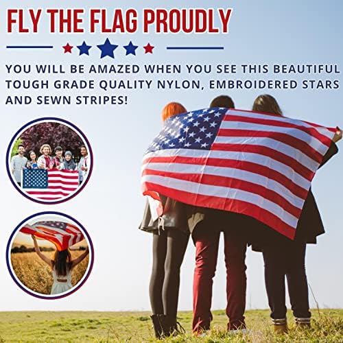 American Flag - Heavy-Duty US Flag - Embroidered Stars - Nylon USA Flag Built...