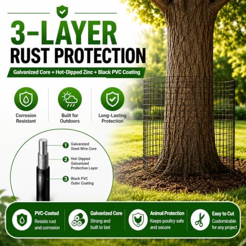 Hardware Cloth 1/2 inch Chicken Wire Fencing 48 x 100 Ft 19-Gauge | Black Vin...