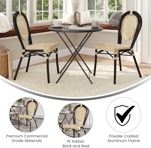 Flash Furniture Aluminum Indoor/Outdoor Stackable Chair, Natural, 2-Pack
