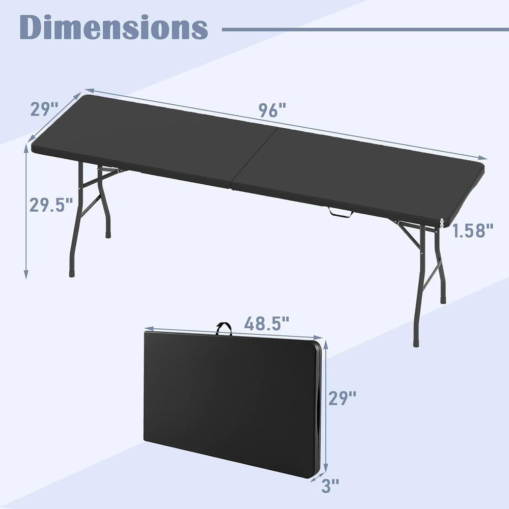 Tangkula 8 FT Folding Table, Indoor Outdoor Foldable Plastic Table
