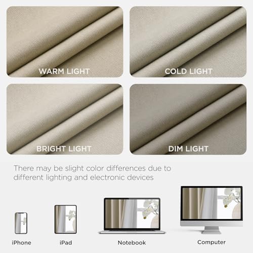 Joydeco Blackout Curtains 84 Inches Long - 100% Blackout Living Room Drape 2 ...
