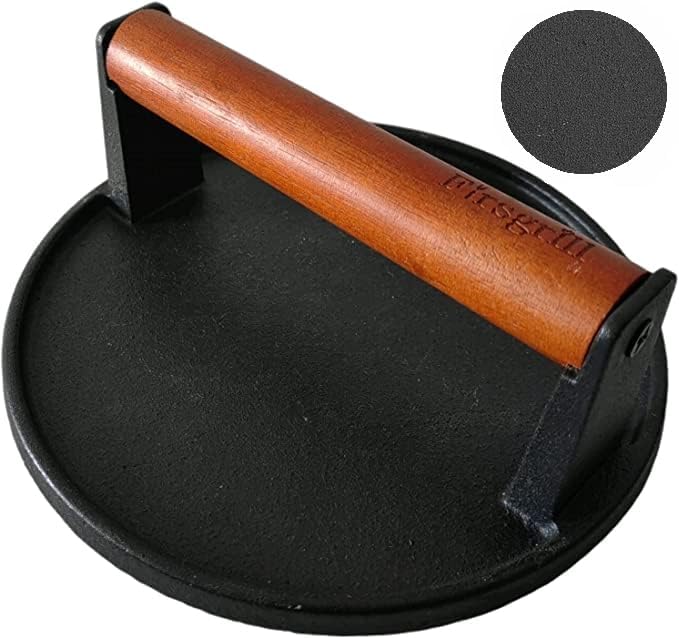 Burger Press 7.08" Round & 8.3”X4.3”Rectangle Heavy-Duty Cast Iron S...