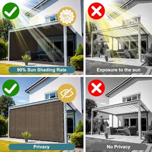 Shade&Beyond 90% Sun Shade Cloth with Grommets, 6' X 12' Pergola ...