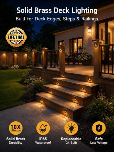 Gardenreet Solid Brass Deck Light, 12V, Bronze, Bulb Not Included, 1 Pack