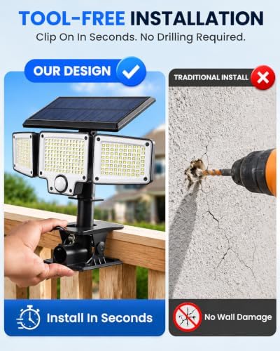 Clip on Solar Lights Outdoor,3000mAh Flood Lights with Motion Sensor,Remote