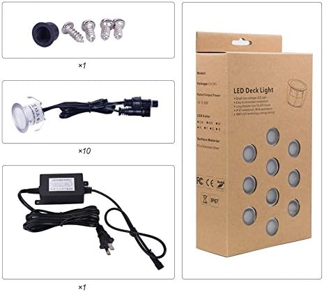 LED Deck Lights Kit 12V Low Voltage Waterproof IP67 Warm White Recessed Deck ...