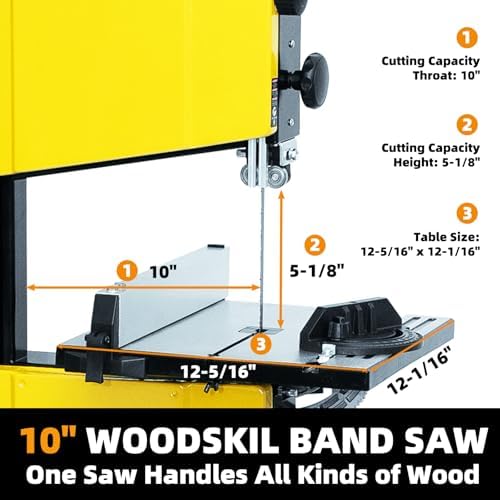 WOODSKIL 10-Inch Benchtop Bandsaw with Stand, 3.4A Dual-Speed Band Saw