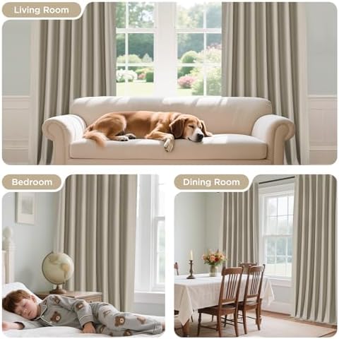 Joydeco Blackout Curtains 84 Inches Long - 100% Blackout Living Room Drape 2 ...