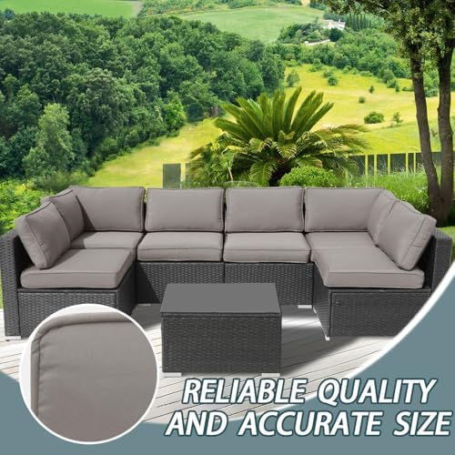 14Pcs Outdoor Cushion Covers Replacement Washable w/Zipper for 6-Seaters Sofa...