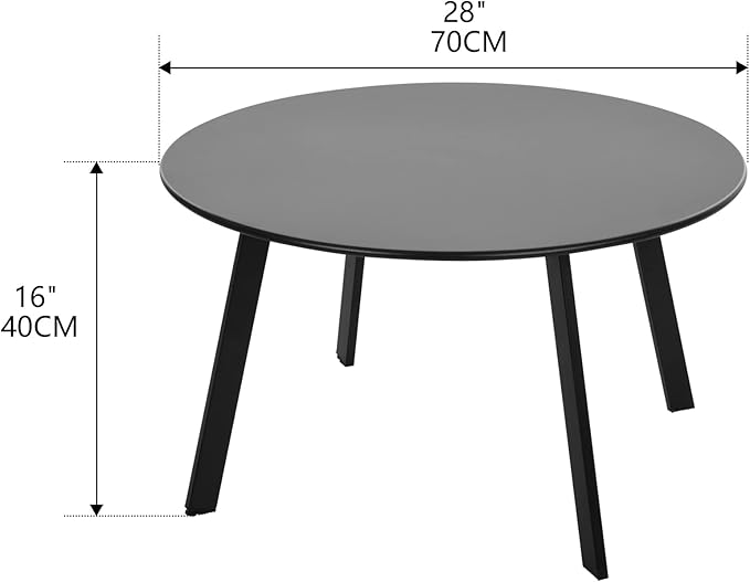 Outdoor Side Table, Outdoor/Indoor Metal Steel Patio Coffee Table, Round Weat...