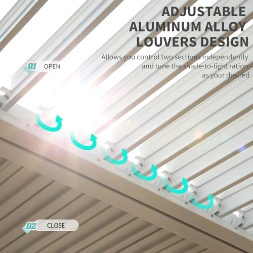 YOLENY Louvered Pergola 12x24, All Aluminum Pergola with Adjustable Rainproof...