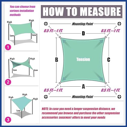 ShadeMart 10' x 20' Turquoise Rectangle Shade Sail for Outdoor Patio