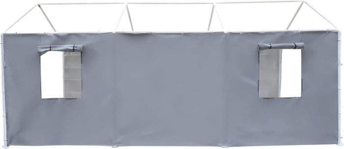 Rutile 10x20 Carport Replacement Sidewall, 180G PE Waterproof & UV Protected Sidewall Cover (Gray, Sidewall Panel with Mesh Windows)