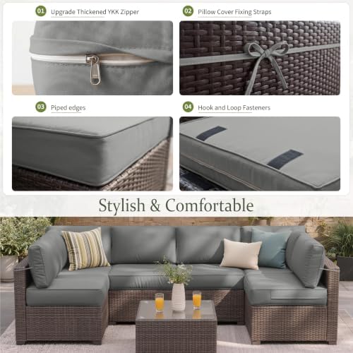 14 Pcs Outdoor Cushion Slipcovers All-Weather Patio Sofa Cover, Covers Only