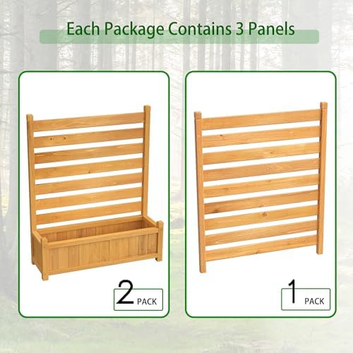 GDLF Air Conditioner Fence, Outdoor Wood AC Unit Privacy Screen, 3-Panel