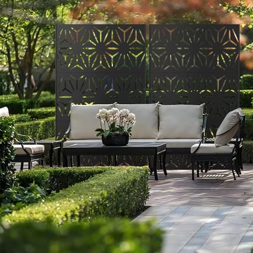 Metal Privacy Screen for Outdoor Freestanding Privacy Screens, 72" H x 4...