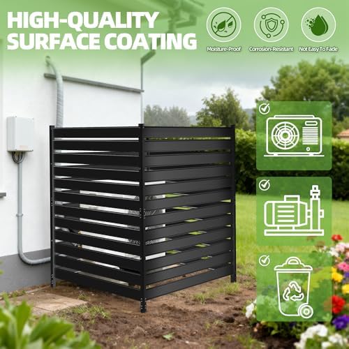 Privacy Fence Screen for AC & Trash, 42" H × 38" W(3P) Metal No...