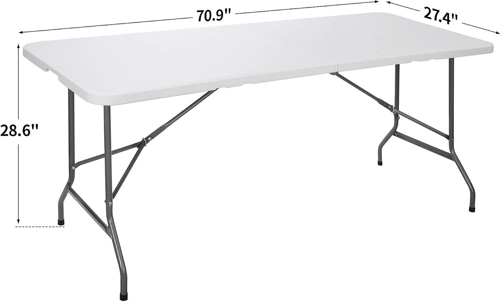 ZenStyle 6 ft Indoor Outdoor Heavy Duty Plastic Folding Table Portable Picnic...