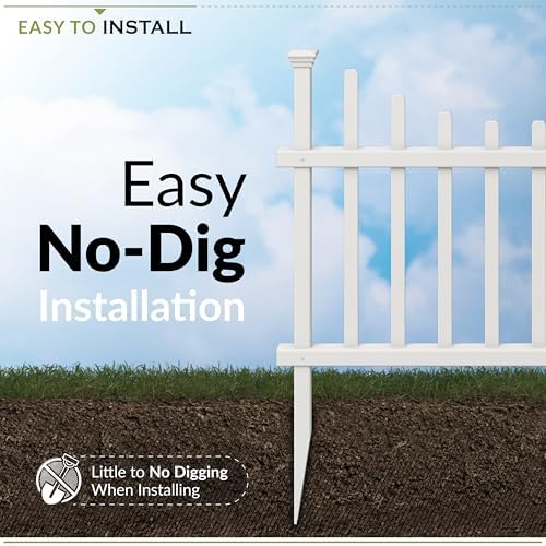 Zippity Washington Picket Fence Panels, White Vinyl DIY No Dig Kit