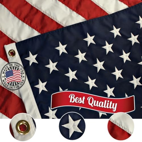 Grace Alley American Flag: 3x5 FT US Flag - 100% Made in USA. Embroidered Sta...