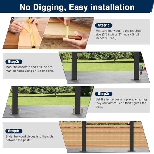 45" Aluminium Privacy Fence Line Post, 4 Pack