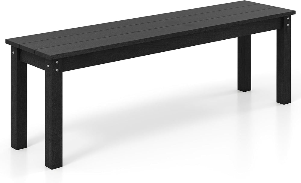 Tangkula HDPE Outdoor Bench, 2-3 Person Patio Bench, 55" Backless Garden...