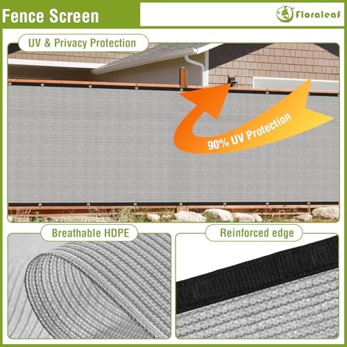 6'x40' Privacy Screen Fence Heavy Duty Fence Panels, Light Gray