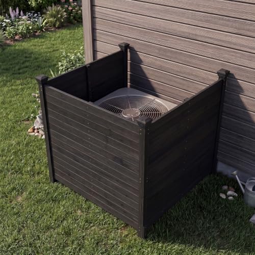 Giantex 3 Panels Wooden Privacy Fence with Stakes, 47" W x 45.5" H,...