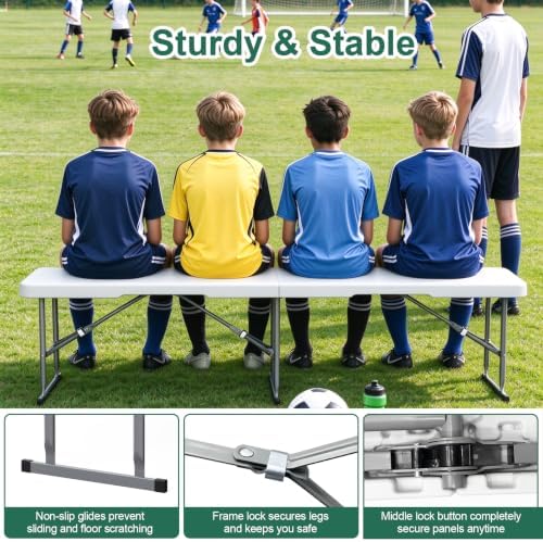 6ft Folding Bench 2 Pack for Picnic Party Camping, 650lbs Capacity