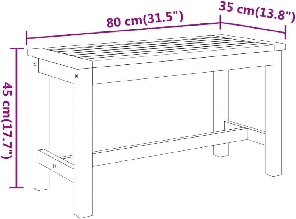 vidaXL Patio Bench 31.5"x13.8"x17.7" Solid Wood Acacia