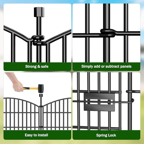 10 Panel No Dig Decorative Garden Fence with Gate 32"H x 23.6'L Dog ...