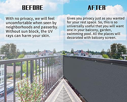 3'x20'Balcony Privacy Screen Cover Fence Cover UV Protection Weatherp...
