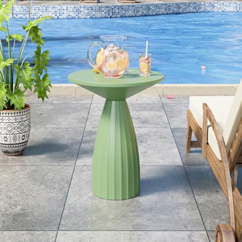 Round Small Patio Side Table Set of 2, Metal Steel Outdoor Side Table, Patio ...