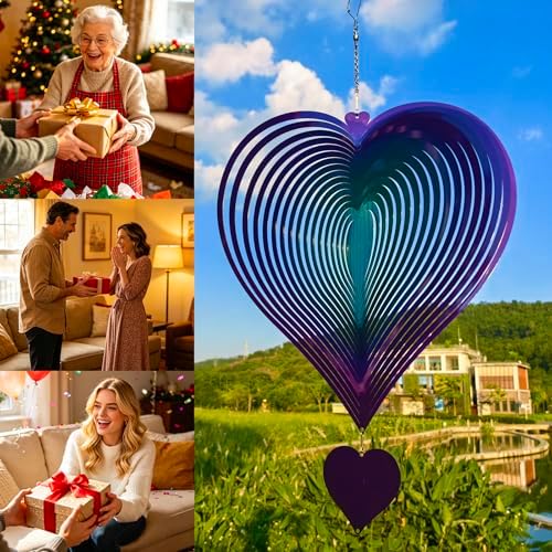 DJUAN 15in Large Heart Wind Spinner Garden Decor,Gifts for Women,Mom and Gran...